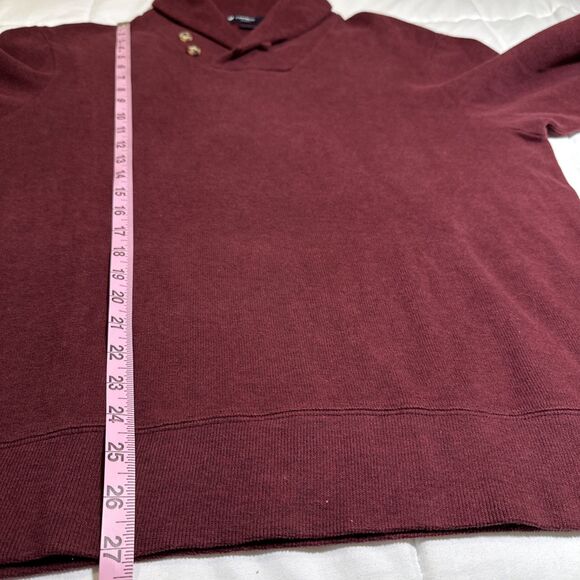 Cremieux Classics Maroon Sweater Shawl Collar Pullover Elbow Patch Brown Size L - Picture 8 of 12